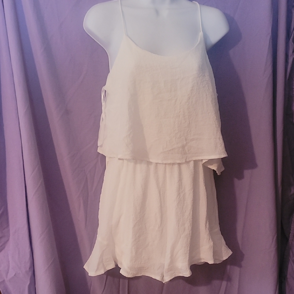 White Layered Spaghetti Strap Romper